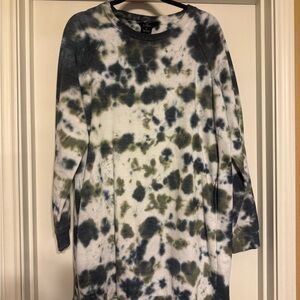 Kyodan Tie-Dye Long Sleeve Dress - Black and Green